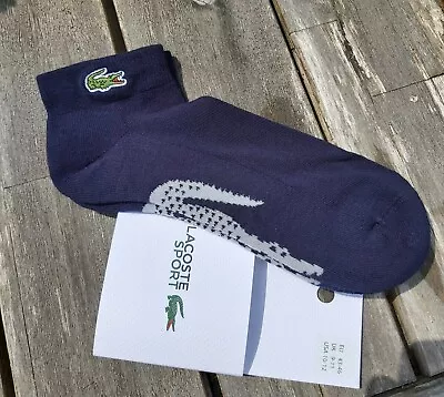 Genuine LACOSTE Navy Cushioned Low Ankle SPORTS SOCKS Tennis Gym RA4188 LAC3 • £26.50