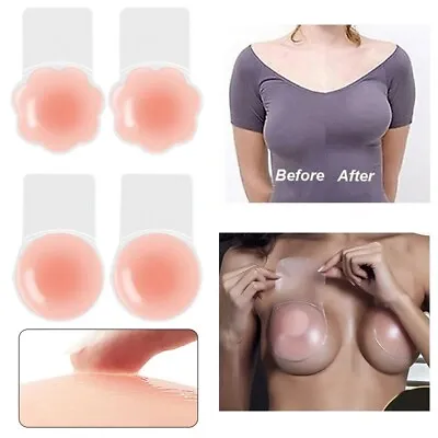 £5.83 • Buy 2 Pcs Women Invisible Bra Silicone Boob Lift Tape Strapless Breast Nipple Cover