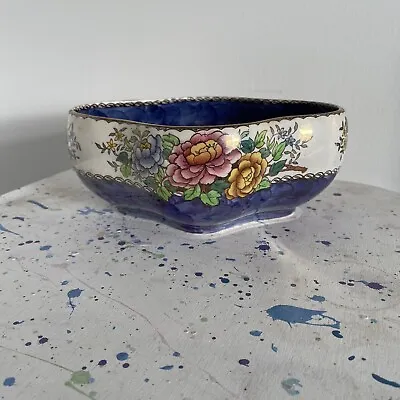 Vintage Maling Lustre Ware “Peony Rose” Cobalt Blue Dish/Bowl • £9.99