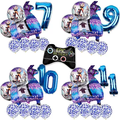 Llama Battle Royal Birthday Balloons Gamer Party Theme Gaming Age Number Blue FT • £9.99