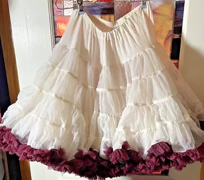 VTG Sam's Maroon White Crinoline Petticoat Square Dance Tutu M • $29.99