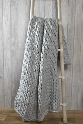 Grey Cable Knit Soft Touch Cosy Cuddly Throw Blanket 120cm X 150cm • £42.99