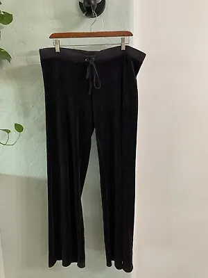 Vintage Y2K Juicy Couture Black Velour Track Pants • $40