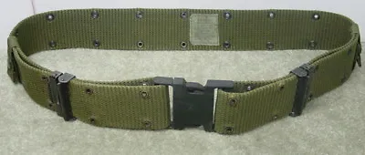 US Military USMC Pistol Web Belt ALICE BLACK Buckle OD Green MEDIUM VGC • $14.95