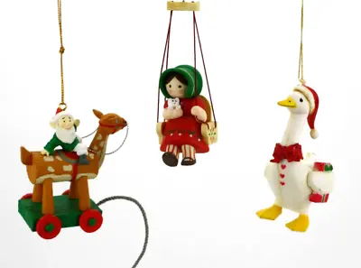 LOT Vintage Christmas Tree Ornaments Elf Toy Horse / Reindeer Swing Goose • $39.99