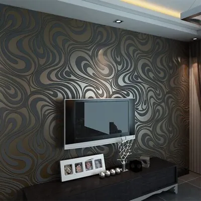 HANMERO QZ0250 Modern Abstract Curves 3D Glittery Non-Woven Wallpaper • £8.90