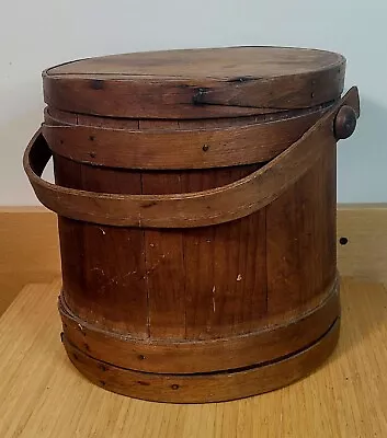 Antique Primitive Wood Bucket Firkin Sugar Flour Pantry 10  • $98