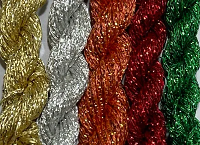 Job Lot Bundle Yarn Wool Fancy Glitter Lurex/Viscose Fine Chainette 5x 10m #B30 • £3.19