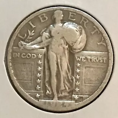 U.S. Standing Liberty Quarter Full Date Fine 1924 • $18.50