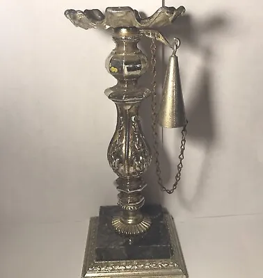 Vintage Dilly MFG Co. Ornate Metal Marble Base Candle Holder With Snuffer • $19.99