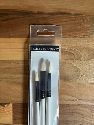 Daler Rowney Graduate All Purpose Brush 3 Pack Set Acrylic Oil Natural Bristle • £7.15