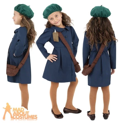 £11.99 • Buy Kids 1940s School Girl Costume Book Day Week Girls WW2 Fancy Dress Child Outfit