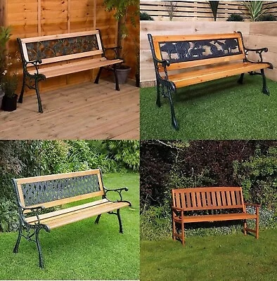 Wooden Garden Bench 2 3 Seater Outdoor Patio Seat Furniture Hardwood Heavy Duty • £39.99