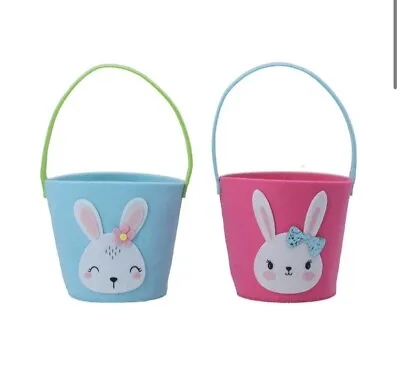 £4.99 • Buy Easter Bunny Head Felt Basket 31cm Party Gift Bag Rabbit Egg Hunt Gisela Graham