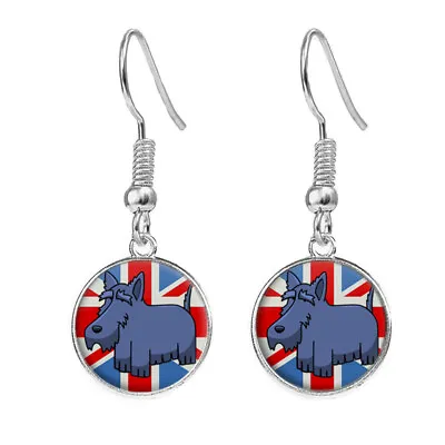 Cartoon Scottie Union Jack Plated Jewellery Drop Earrings Birthday Gift C612 • £7.99