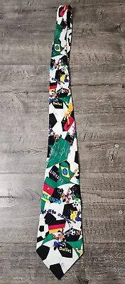 Nicole Miller Silk Neck Tie Soccer FIFA Sports 1994 USA Vintage • $7.99