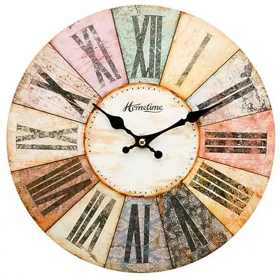 Hometime Multi-Coloured Weathered Vintage Retro Nautical 30cm Wall Clock • £11.11