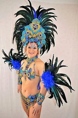 £490 • Buy BRAZILIAN BLUE/GOLD SHOW GIRL Carnival SAMBA CABARET COSTUME Bikini/CUSTOM MADE