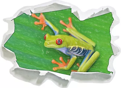 Small Green Frog On Sheet Art Crayon Effect - 3D Look Paper Wall Mount • £17.20