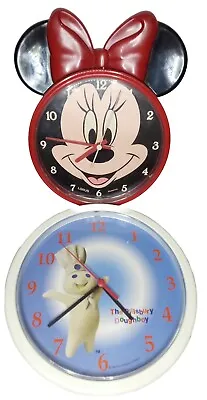 Vintage LORUS DISNEY QUARTZ MINNIE MOUSE + Pillsbury Doughboy Wall Clock Lot 2 • $13.99