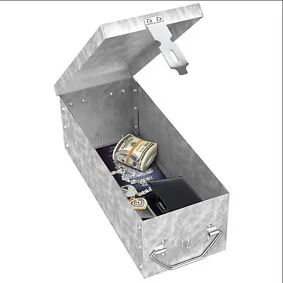 12  Metal Storage Lock Box Safe W/Handle For Cash Jewelry Heirlooms Passports • $13.99