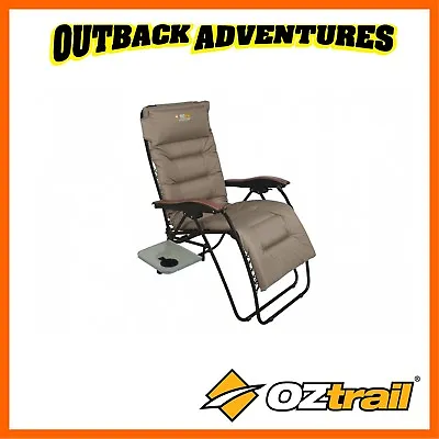 $148 • Buy Oztrail Sun Lounge Brampton Chair With Side Table 150kg Rated New Model 