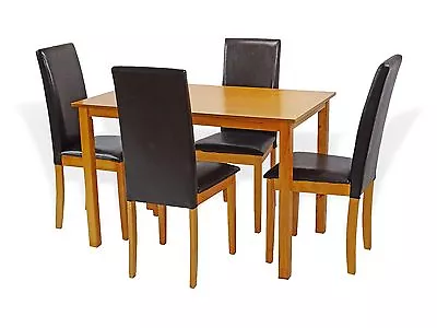 Dining Kitchen 5 Pcs SET Rectangular Table 4 Fallabella Chairs Maple • $254.99