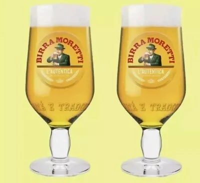 Set Of 2 Birra Moretti Half Pint Beer Glasses 10oz Brand New  • £10