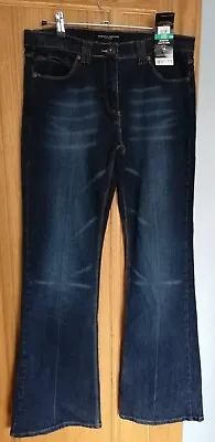 Women's Dorothy Perkins Stretch Kick Flare Long Blue Jeans Size 14 / 42 NEW • £5