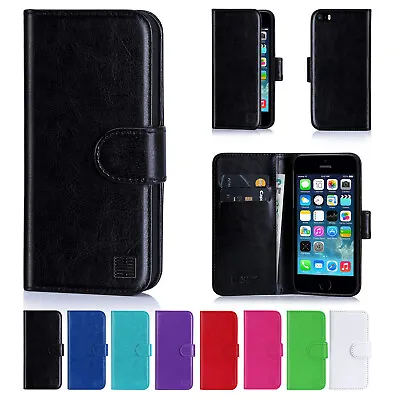 NEW LEATHER WALLET CASE COVER FOR APPLE IPHONE 4 /4S 5/6 Plus • £3.49