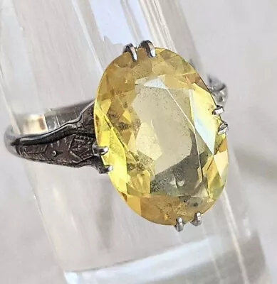 Schnelwar & Sons Edwardian 6 Ct Solitaire Antique Yellow Sapphire Ring Size 7.5 • $980