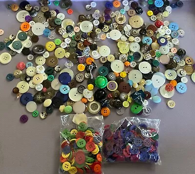 Large Lot Of 100's Vintage & New Buttons - All Shapes Colors Sizes • $7.99