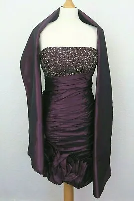 £26 • Buy Jora Collection Purple Strapless Beaded Dress & Wrap Size XS Lace Up Back Faulty