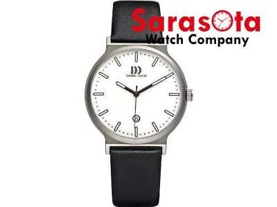 Danish Design IQ12Q993 White Dial Titanium Black Leather Quartz Men's Watch • $75