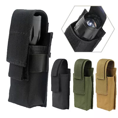Flashlight Holster Nylon Pouch Duty Belt MOLLE Torch Holder Tactical Carry Case • $6.78