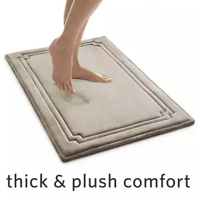 Thick & Plush Bath Rug Taupe Charcoal Infused Memory Foam 21x34  • $21.26