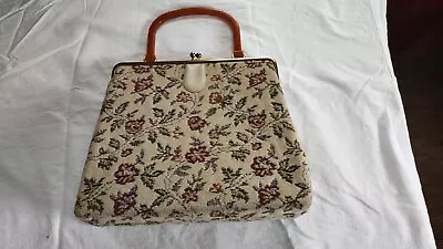 1960's Carpet Tapestry Purse Floral 9.5 X 11 • $25