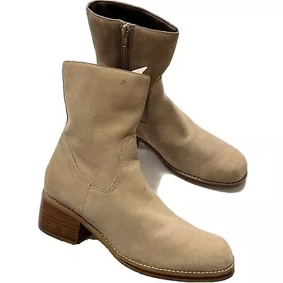 Bongo Vintage Taupe Suede Boots Women 9 Block Heel Y2K Booties • $23