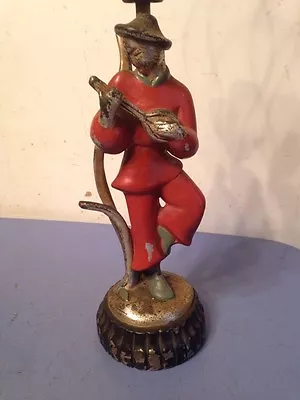 Fantastic Antique Figural Lamp Man With A Mandolin Very Unique  • $79.99