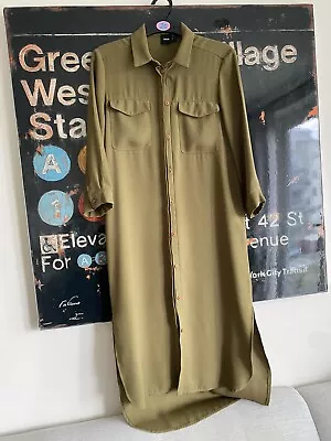 Asos Khaki Military Shirt Dress -6 • £2