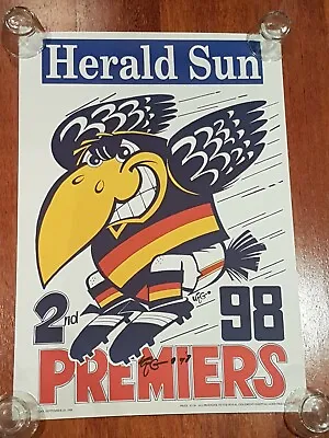 $30 • Buy Signed 1998 WEG Adelaide Crows AFL / VFL Premiership Poster Herald-Sun Scanlens