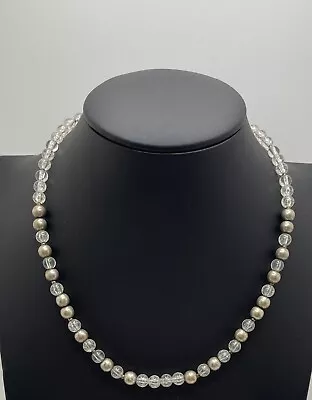 S10 Translucent Round Beaded Bronze Tone Necklace 16  Fashion Jewelry • $4.99