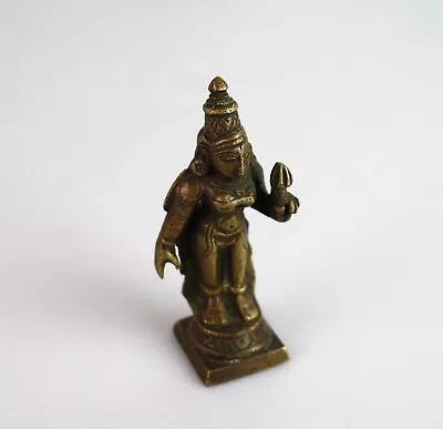 South India Miniature Bronze Of BHUDEVI The Earth Goddess Wife Of Vishnu • $29