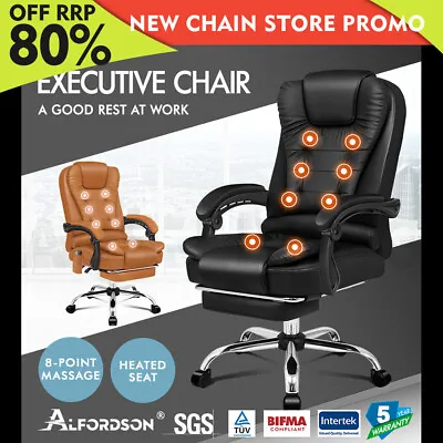 ALFORDSON Massage Office Chair Executive Gaming Chairs Heated Computer Seat • $198.79