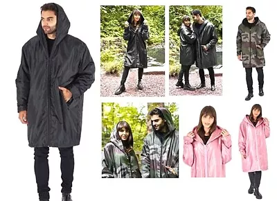 Hooded Surf Changing Drying Rain Coat Robe Long Or 3/4 Zip Sherpa Fleece Warm Uk • £29.99