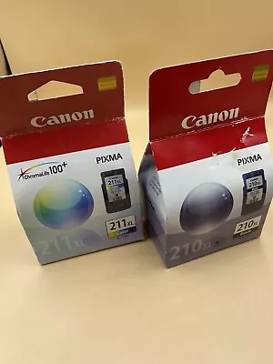 2 Genuine Canon 1 PG-210XL Black 1 CL-211XL Tri Color Ink Cartridges PIXMA • $32.99