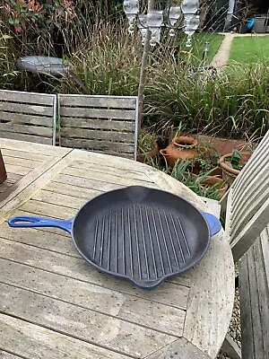 Le Creuset Cast Iron Blue Square Skillet Frying Pan Griddle 26 Cm • £40