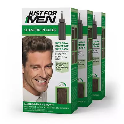 Just For Men Shampoo-in Hair Dye For Men H-40 Medium Dark Brown 3 Pack US US • $24.59