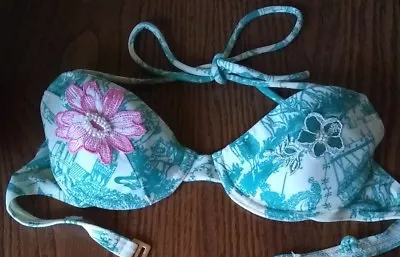 $60 • Buy Rosa Cha Designer Beaded Bikini Top - Unique Bresiliens Pattern - Womens M