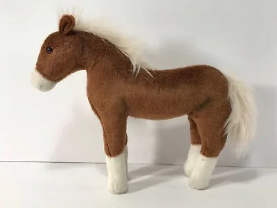POTTERY BARN KIDS Gotz Doll Horse Pony Plush Stuffed Animal Brown White 15  #A55 • $16.99
